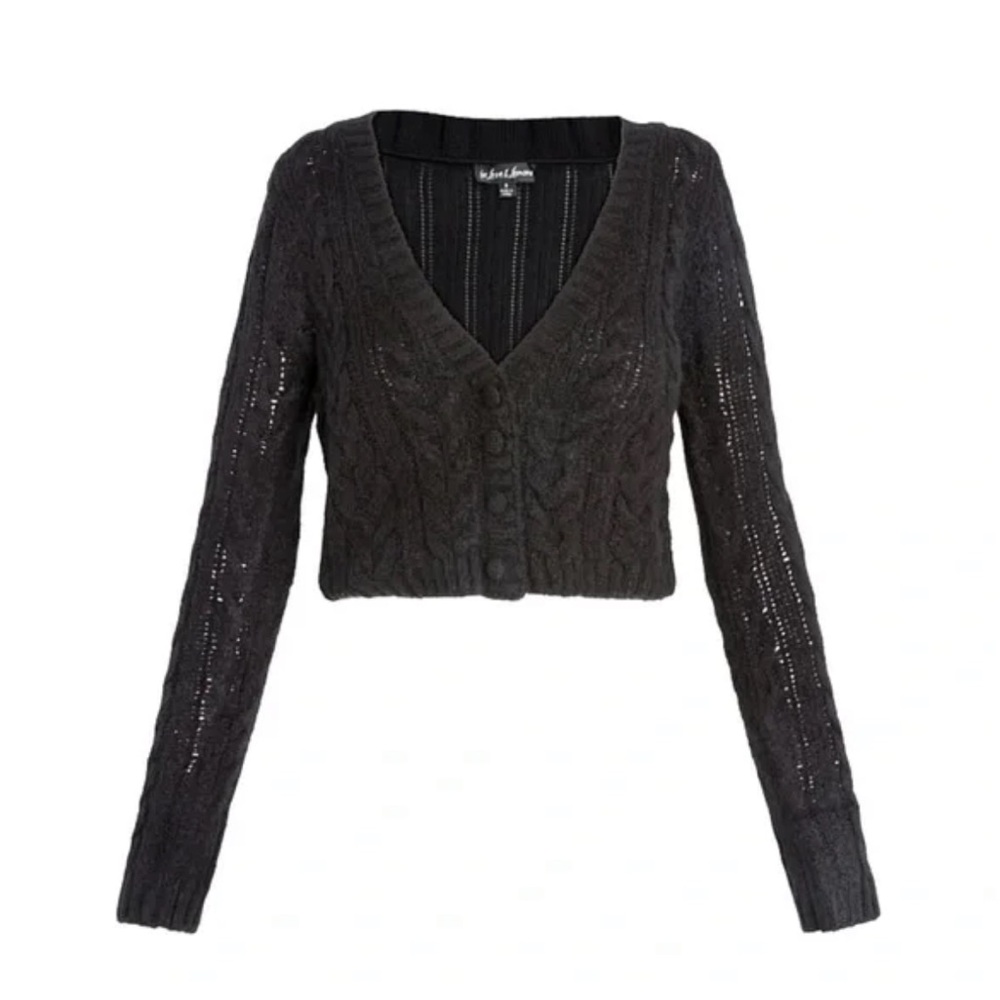 For Love and Lemons black cropped cardigan sweater - Picture 3 of 9